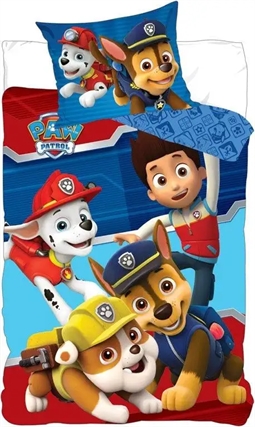 Junior sengetøj 100x140 cm - Paw Patrol sengetøj junior - 2 i 1 design - 100% bomuld